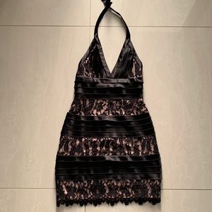 Black and nude lace BCBG vintage dress